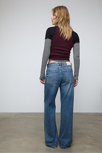 Stradivarius D91 düşük bel geniş paça jean