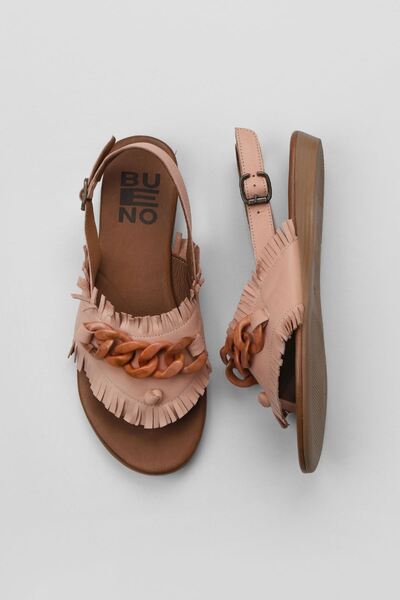 Bueno Shoes Πούδρα Δερμάτινα Γυναικεία Σανδάλια Σαγιονάρες 01wu7440