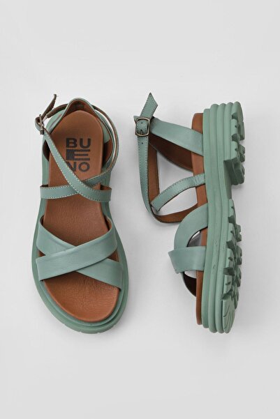 Bueno Shoes Sandale cu toc pentru femei din piele deschisă verde 01wy8305