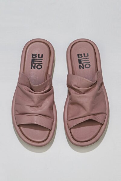 Bueno Shoes Δερμάτινες γυναικείες παντόφλες - Dusty Rose, Flat Design 01wu5900