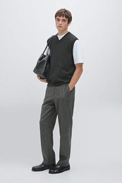Massimo Dutti Straight fit yün karışımlı pantolon
