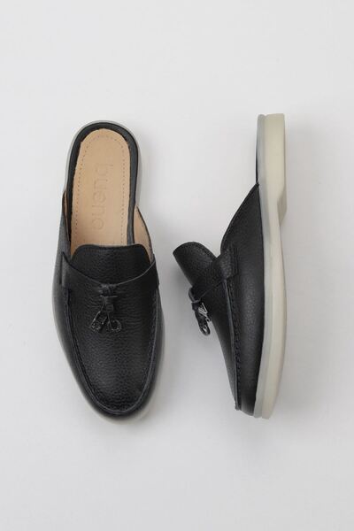 Bueno Shoes شبشب مسطح من الجلد باللون الأسود للنساء 05wt103