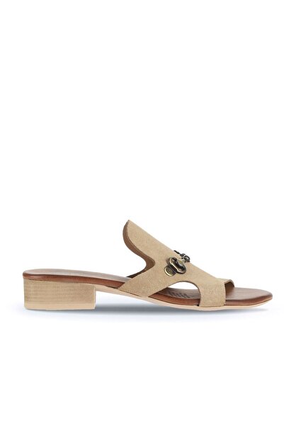 Bueno Shoes Taba Light Alf Suede Γυναικείες παντόφλες με χαμηλό τακούνι 01wa7304