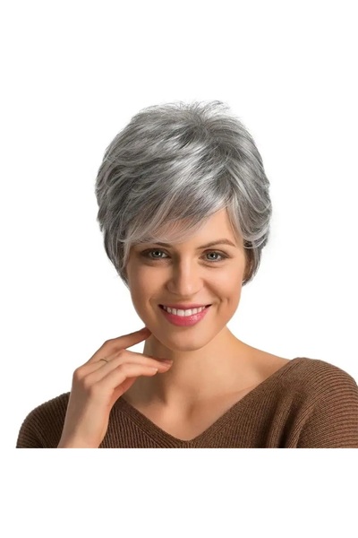 animis beauty Peruca scurta GRI Silver, Animis Beauty ®, fibra sintetica cu a...