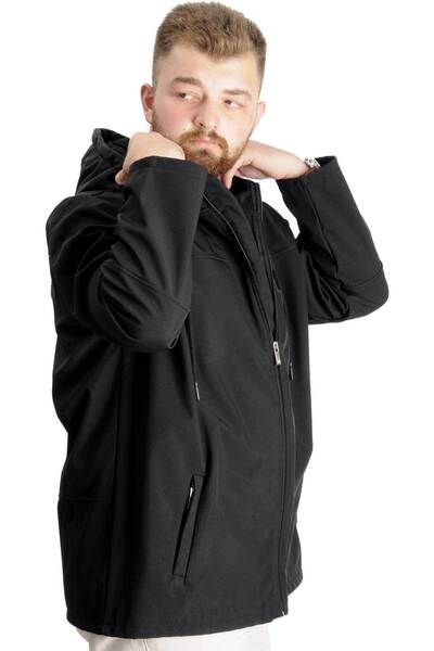 ModeXL Mode Xl Erkek Softshell Parcalı Kapsonlu Mont 21235 Siyah