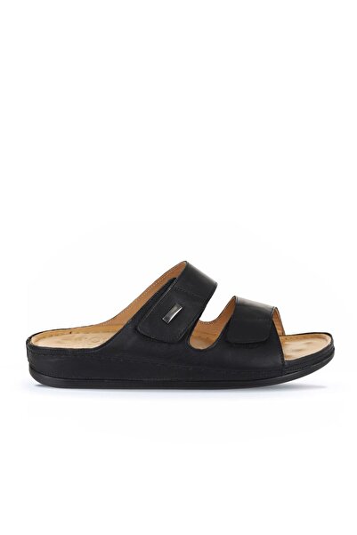 Bueno Shoes شبشب مسطح من الجلد الأسود للرجال 25mt2365