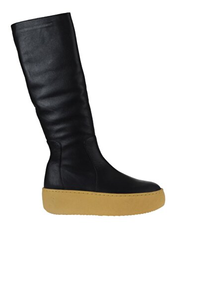 Bueno Shoes Černožluté kožené dámské kozačky na klínovém podpatku 01wv5508