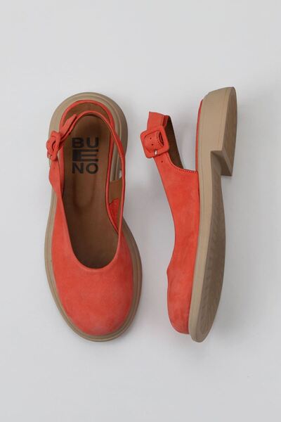 Bueno Shoes Κόκκινα γυναικεία φλατ σανδάλια Nubuck 01wy8700