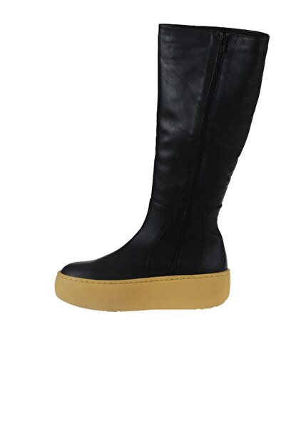 Bueno Shoes Černožluté kožené dámské kozačky na klínovém podpatku 01wv5508