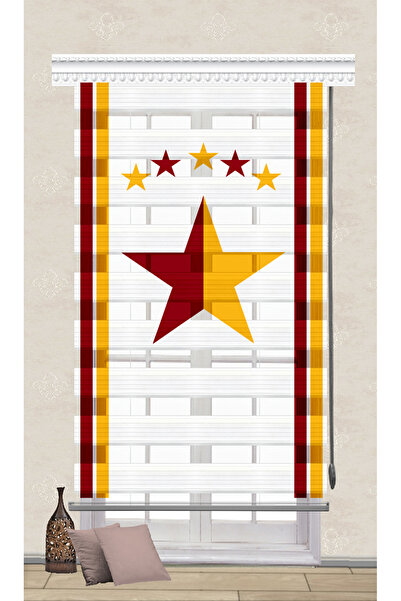 serir home DİJİTAL BASKI ZEBRA SARI KIRMIZI TARAFTAR PERDE SR-5555