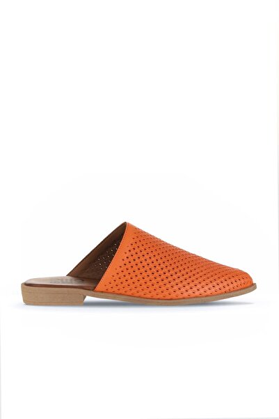 Bueno Shoes Помаранчеві шкіряні жіночі капці - Прямий крій 01wa9200