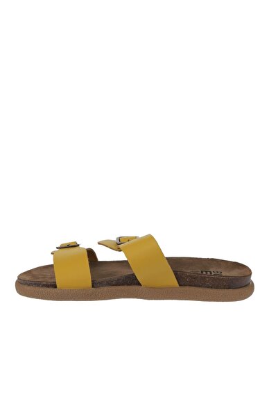Bueno Shoes Yellow Leather Men's Flat Slippers 01Mu4725