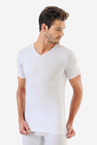 Arma Yıldız White V-neck Short Sleeve Men's T-shirt 3 Pieces 100% Cotton Combed Cotton