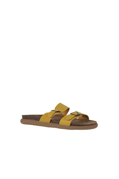 Bueno Shoes Yellow Leather Men's Flat Slippers 01Mu4725