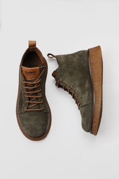Bueno Shoes Haki Süet Kadın Düz Bot 01wv5204