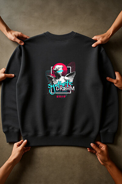 'Synthetic Dream' Lacivert Oversize Sweatshirt