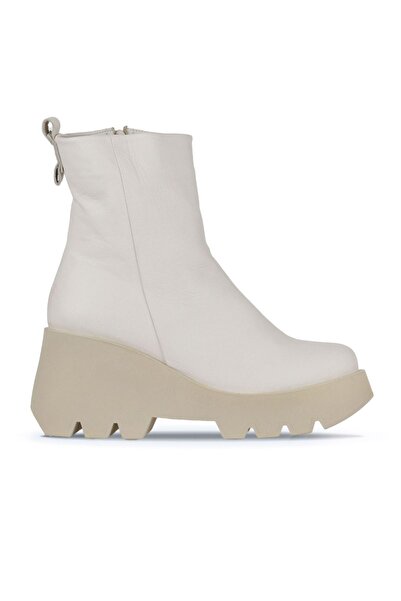 Bueno Shoes حذاء نسائي بكعب عريض من الجلد باللون البيج 01wz8404