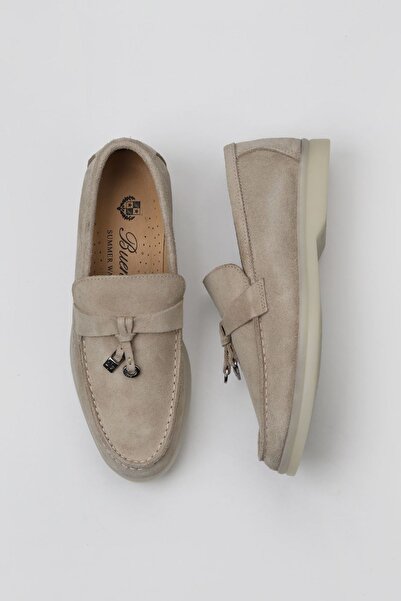 Bueno Shoes حذاء كاجوال نسائي من جلد الغزال البيج 05ws101