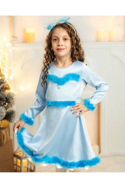 fustite cu luminite Rochița cu Luminițe Elsa Bleu, Prințesa - 2-3 ani (92-98 cm)