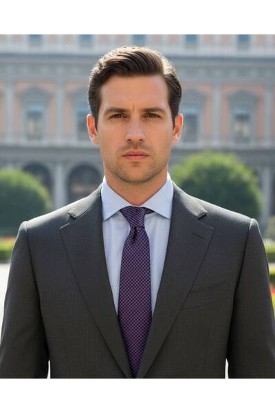 1001 Kravat ربطة عنق رفيعة منقوشة باللون الأرجواني بعرض 7 سم