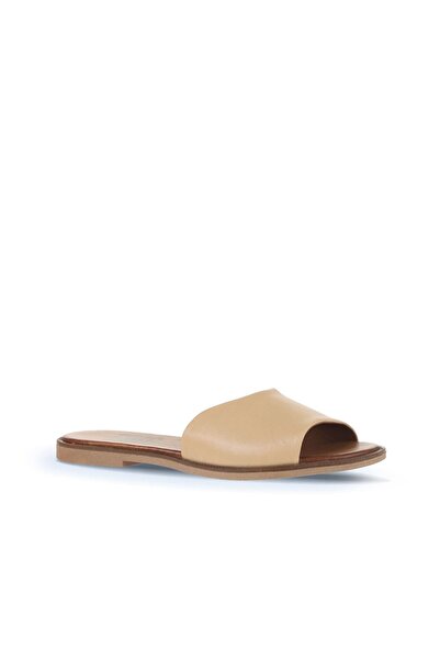Bueno Shoes Beige Leather Women's Flat Slippers 01Wa5701