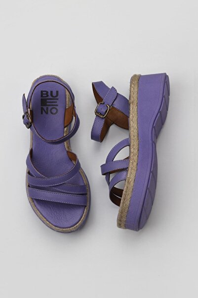 Bueno Shoes Λιλά Δερμάτινα Γυναικεία Flat Σανδάλια 01wy8203