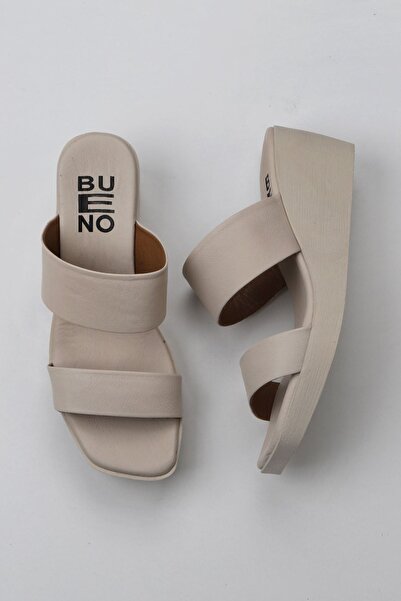 Bueno Shoes Жіночі тапочки на підборах з кремовою шкірою - 01wy2409