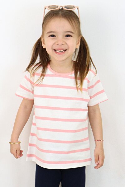 Breeze Girl's T-Shirt with Placket Stripes 1-4 Years, Ecru