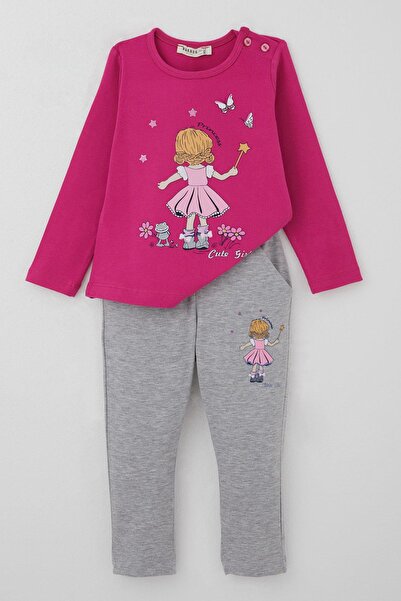 Breeze Kız Çocuk Taytlı Takım Prenses Kız Baskılı 1-4 Yaş, Pembe