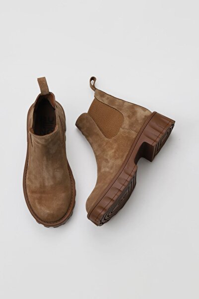 Bueno Shoes Taba Süet Kadın Dolgu Topuklu Bot 01wv9002