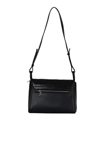 Bueno Shoes Black Leather-Crocodile Women's Crossbody Bag 01Wb5020