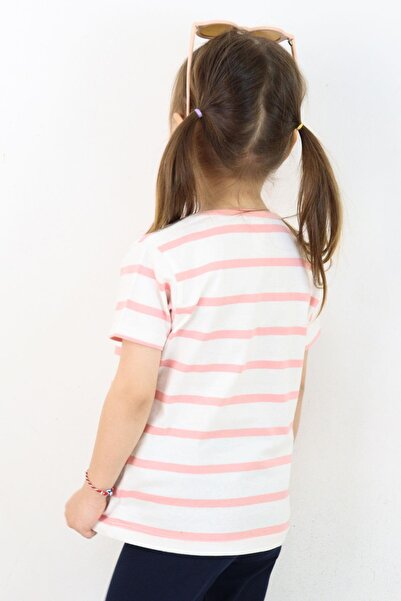 Breeze Girl's T-Shirt with Placket Stripes 1-4 Years, Ecru