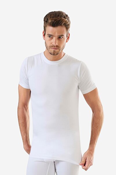 Arma Yıldız Men's White Crew Neck Short Sleeve Undershirt T-Shirt 100% Cotton Combed Cotton 3-Pack