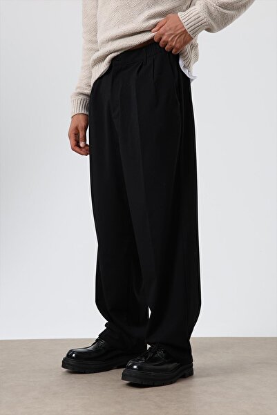 VAMOSCLO Baggy Fit Fabric Pants Black