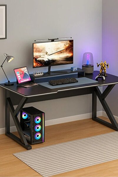 NZONE STORE Large gaming desk, K-shaped gaming table, multi-size black gaming workstation