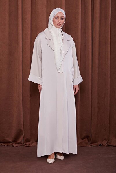 Levidor Beige Organza - Ferace Collar Detailed