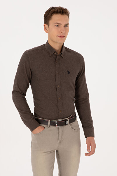 U.S. Polo Assn. Men's Brown Long Sleeve Basic Shirt 50316721-Vr029
