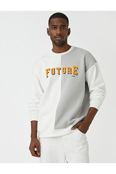 Koton شعار المطبوعة البلوز تكدرت طاقم الرقبة