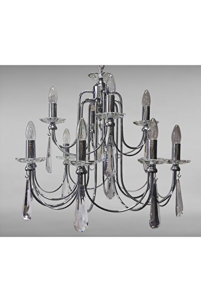 yıldırımavize 12 li kontes çiftkatlı ( 8+4 ) krom avize ( Tam montajlı)