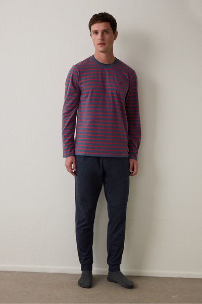 Penti Red Men's Striped Jogger Pajama Set