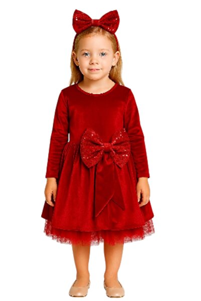 Gala Kostüm زي فتاة عيد الميلاد المخملية الحمراء