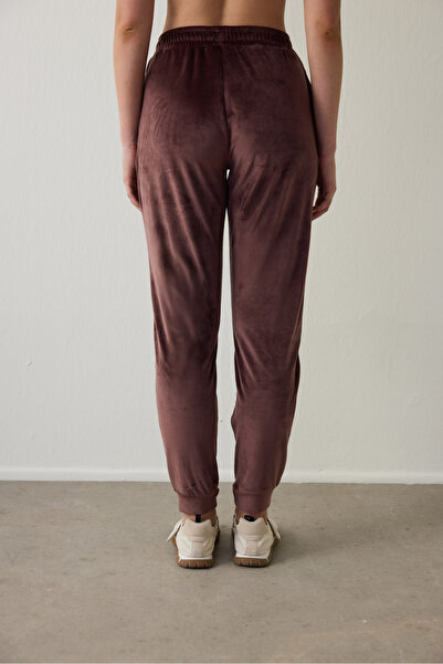 Penti Brown Soft Velvet Warm Thermal Effect Jogger Sweatpants