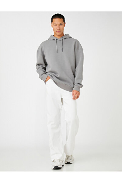 Koton Hooded Oversize Sweatshirt Ribbed Long Sleeve