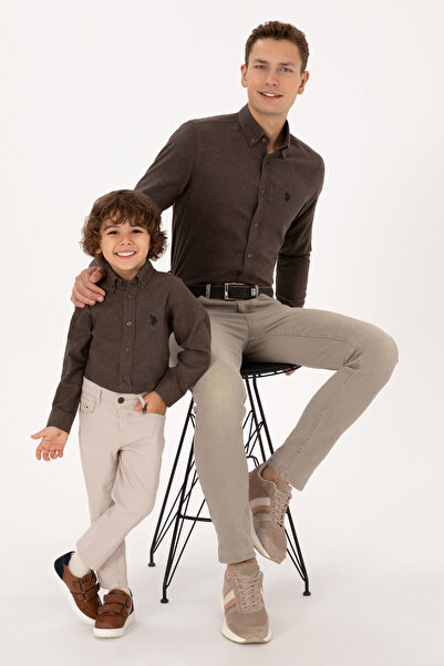 U.S. Polo Assn. Boy's Brown Long Sleeve Basic Shirt 50316769-Vr029