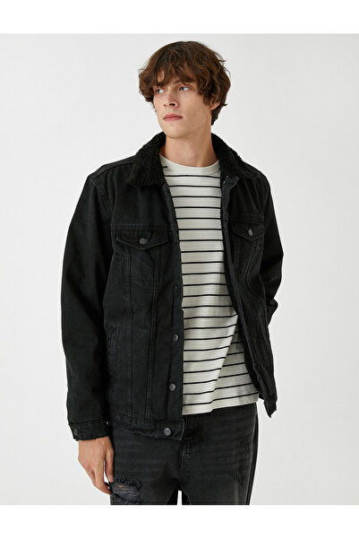 Koton Basic-Jeansjacke mit Kragendetail