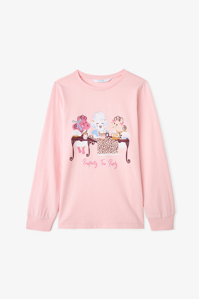 Penti Girls' Pawfectly Leopard Print Cotton 2-Piece Long Sleeve Pajama Set