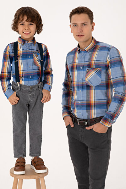 U.S. Polo Assn. Erkek Saks Ekoseli Uzun Kollu Cepli Gömlek 50308481-VR032