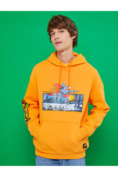 Koton Superman Hooded Oversize Φούτερ Υπερυψωμένο με άδεια τυπωμένο