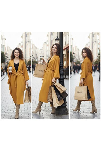 Cockatoo Women's Black Belted Long Kimono