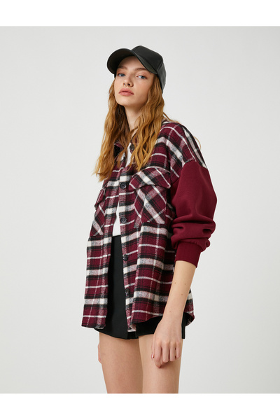 Koton Lumberjack Shirt Jacket Sleeve Detailed